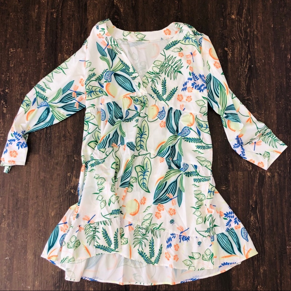 Spring floral 3 quarter sleeve dress